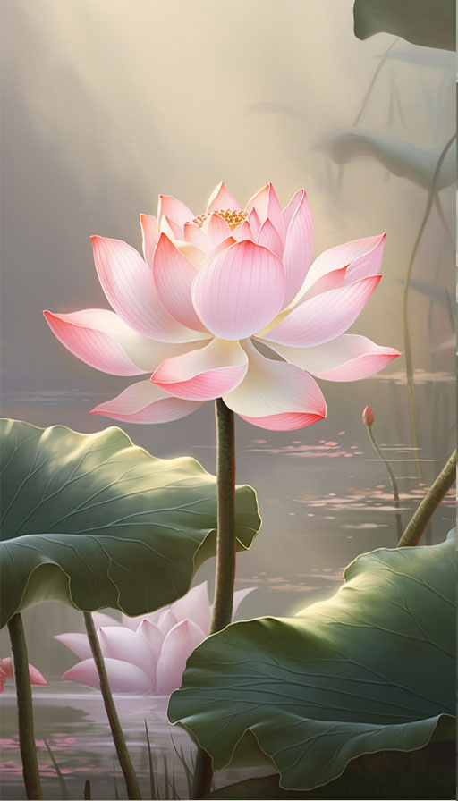 粉红渐变白莲花 | Aitime丨人人都是大画师夏日美丽荷花-Aitime丨人人都是大画师