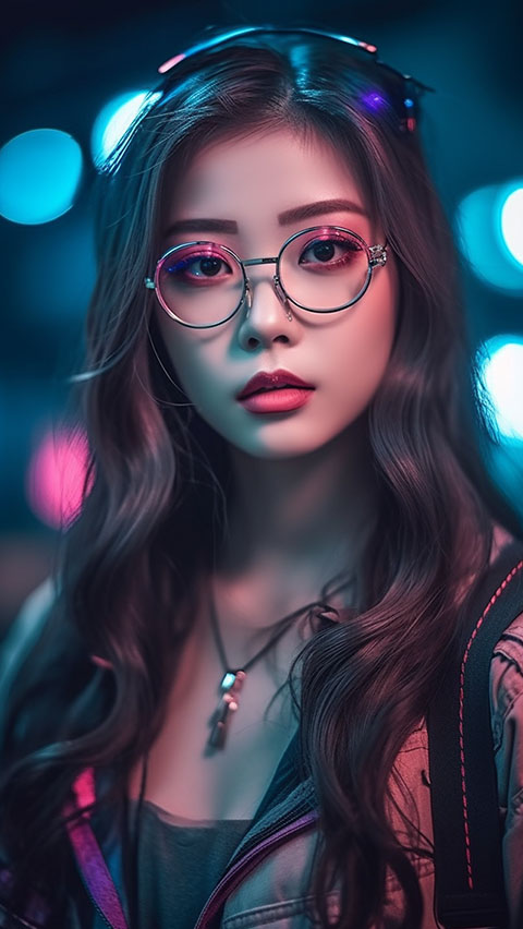戴眼镜的气质美女 | Aitime丨人人都是大画师-Aitime丨人人都是大画师