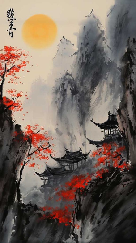 月落乌啼霜满天国画风景 | Aitime丨人人都是大画师-Aitime丨人人都是大画师