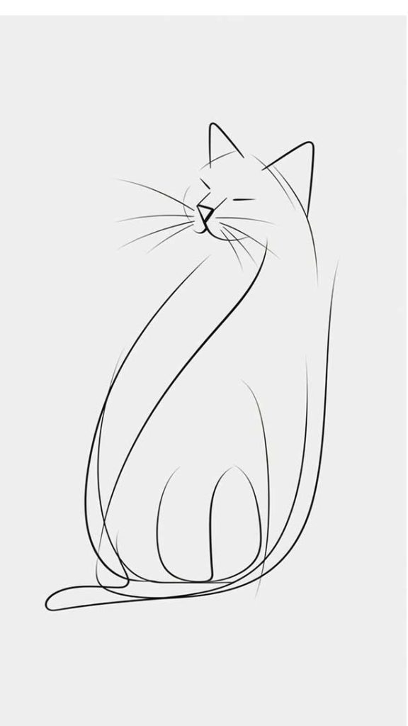 简笔画猫，线描猫， | Aitime丨人人都是大画师-Aitime丨人人都是大画师