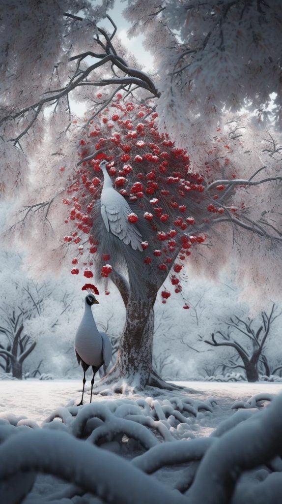 美丽的白孔雀插图3