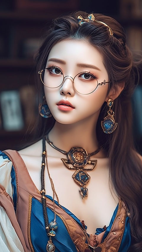 戴眼镜的气质美女 | Aitime丨人人都是大画师-Aitime丨人人都是大画师