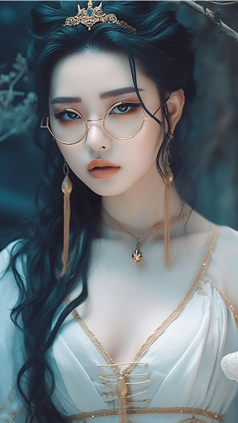 戴眼镜的冷艳美女 | Aitime丨人人都是大画师-Aitime丨人人都是大画师