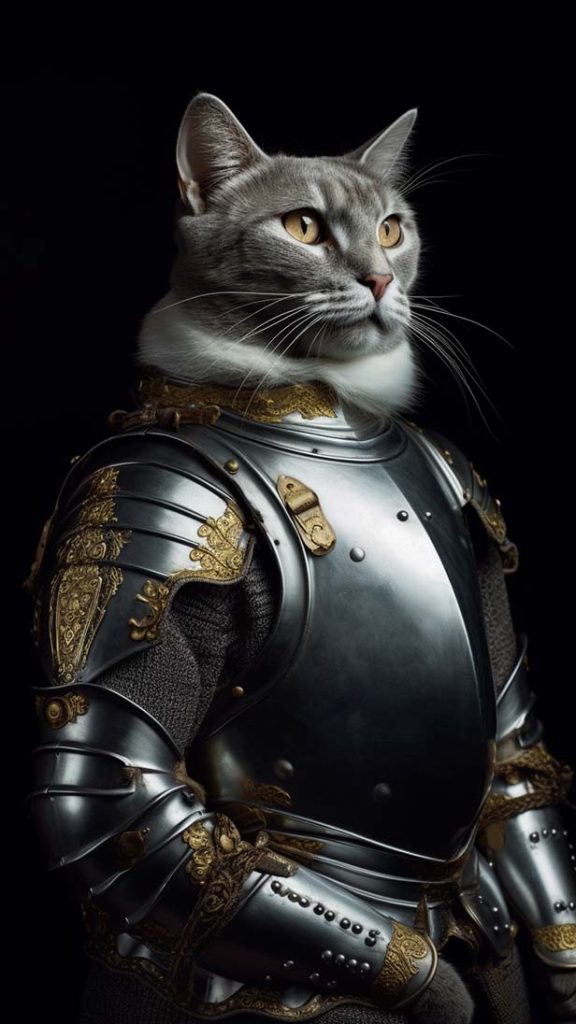 闪亮盔甲的猫 | Aitime丨人人都是大画师-Aitime丨人人都是大画师
