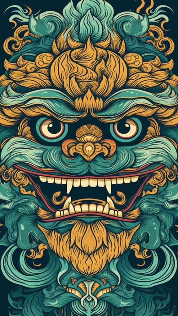 刺绣描绘了中国传统舞狮的头像 | Aitime丨人人都是大画师-Aitime丨人人都是大画师