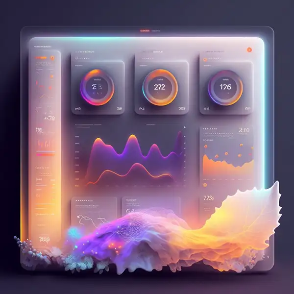 美丽的ai ui仪表盘，ai助手，ui，ux，明亮的白色，充满活力的色调，光滑 | Aitime丨人人都是大画师-Aitime丨人人都是大画师
