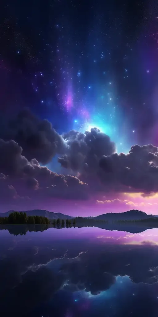 明亮的灯光和云层上的夜景 | Aitime丨人人都是大画师-Aitime丨人人都是大画师