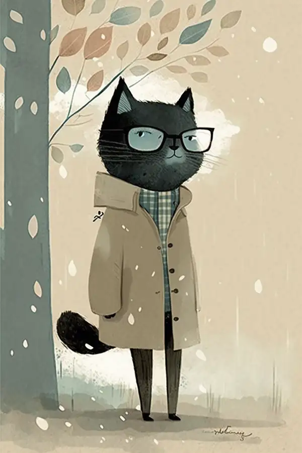 黑猫穿着时髦的贵族服装，戴着太阳镜 | Aitime丨人人都是大画师-Aitime丨人人都是大画师