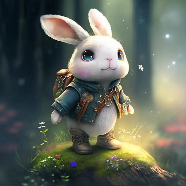 一只超级可爱的兔子-Ai关键词  Midjourney关键词 Ai绘画教程 Ai绘画 设计资源 设计教程