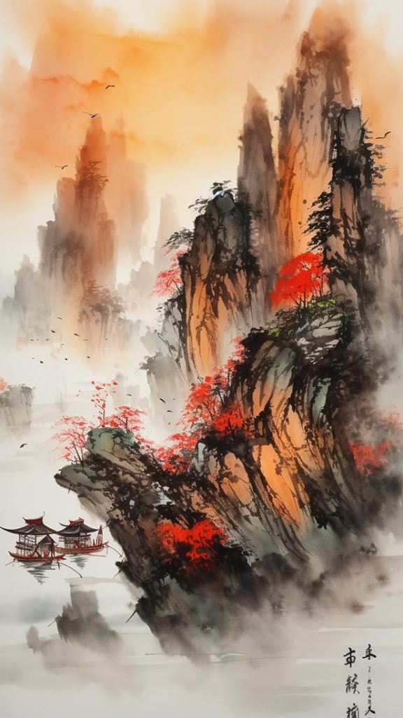 水墨山水国画 | Ai关键词 Midjourney关键词 Ai绘画教程 Ai绘画 设计资源 设计教程-Ai关键词  Midjourney关键词 Ai绘画教程 Ai绘画 设计资源 设计教程