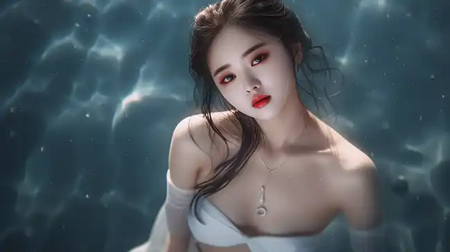在海里潜水，一个美丽的18岁中国女孩 | Aitime丨人人都是大画师-Aitime丨人人都是大画师