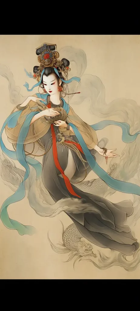 水墨半立体风格，敦煌飞仙 | Aitime丨人人都是大画师-Aitime丨人人都是大画师