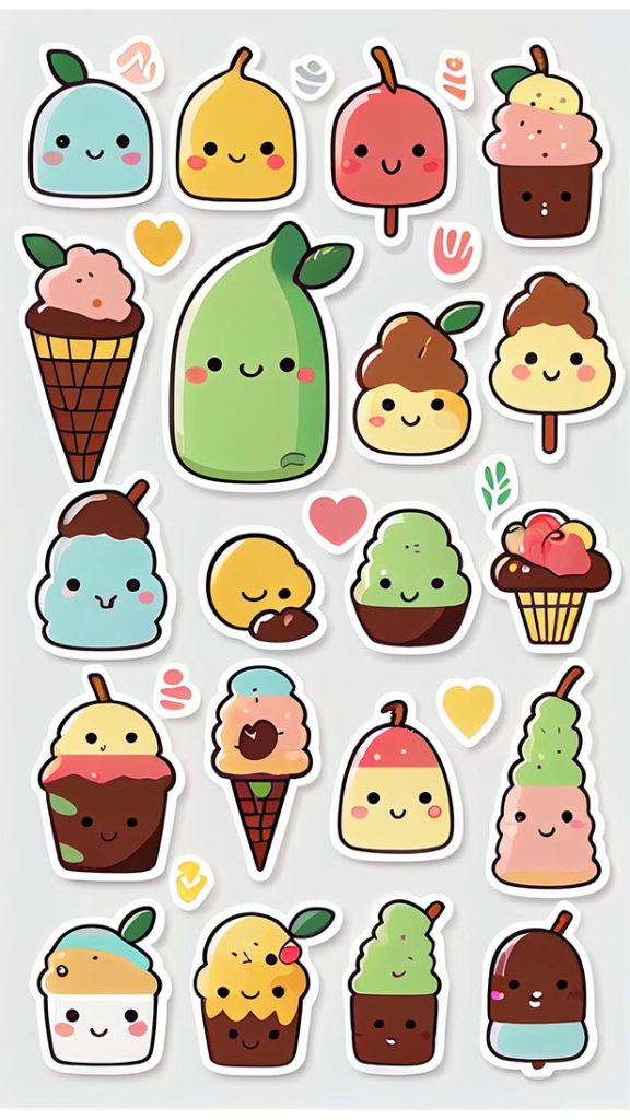 可爱的 kawaii advocados 矢量图标 | Aitime丨人人都是大画师-Aitime丨人人都是大画师