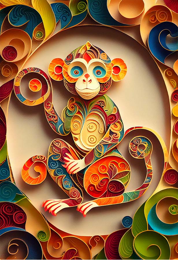 纸插画、生肖猴 | Aitime丨人人都是大画师-Aitime丨人人都是大画师