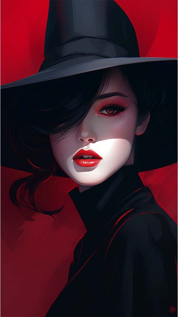 一顶漂亮的黑色帽子以风格化的插图展示 | Aitime丨人人都是大画师-Aitime丨人人都是大画师