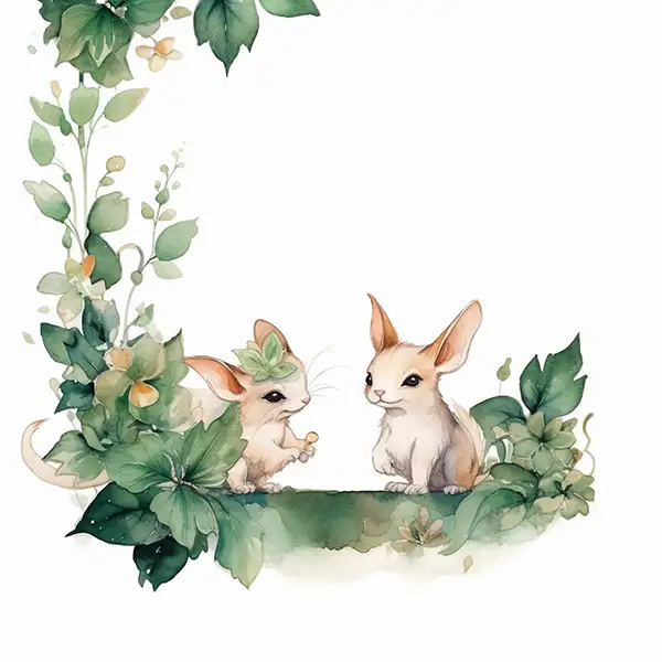 白色背景，角落里有简单的深绿色花朵 | Aitime丨人人都是大画师-Aitime丨人人都是大画师