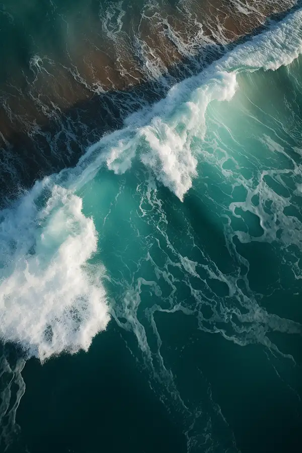 高端照片，海洋太平洋，蓝色的水，波浪，沙子，清晰的光 | Aitime丨人人都是大画师-Aitime丨人人都是大画师