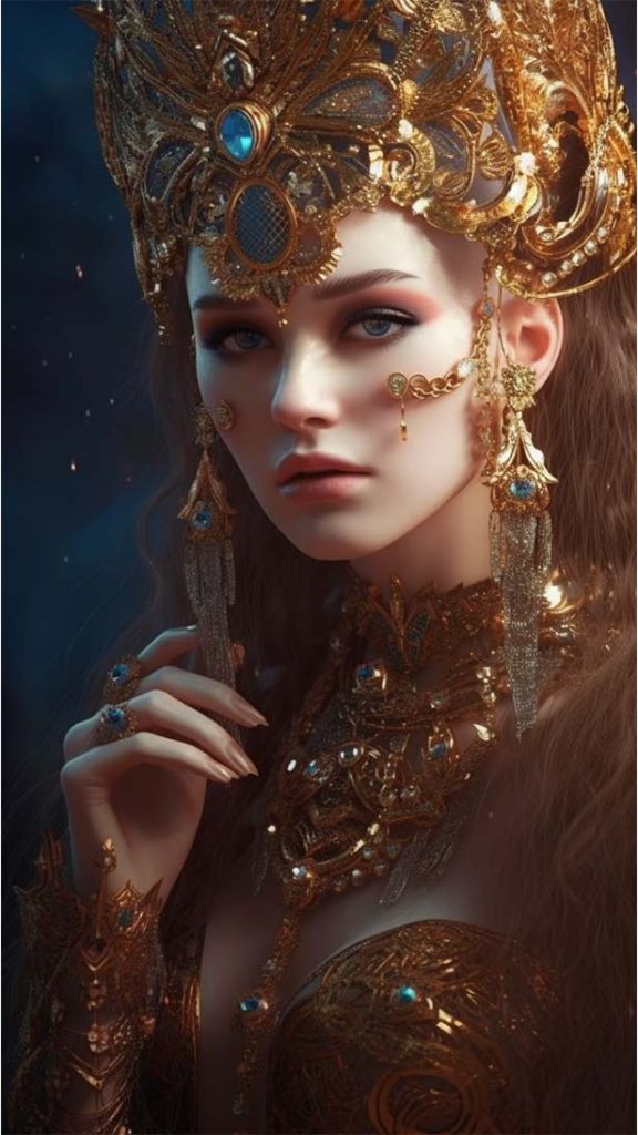富裕女神穿着黄金和珠宝 | Aitime丨人人都是大画师-Aitime丨人人都是大画师
