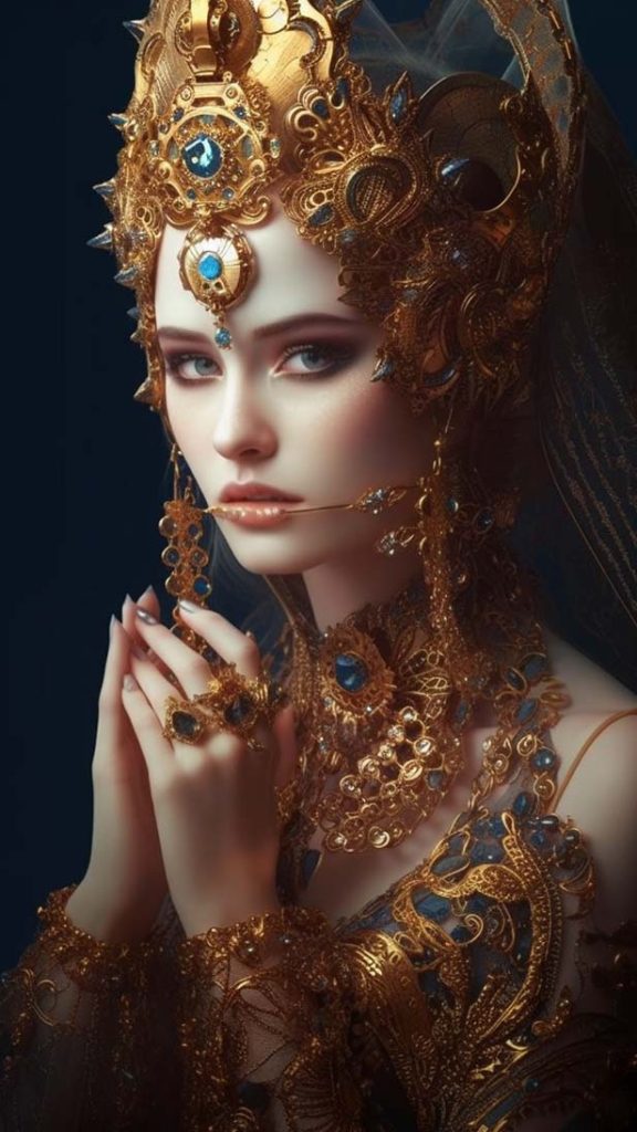 女神穿着黄金和珠宝