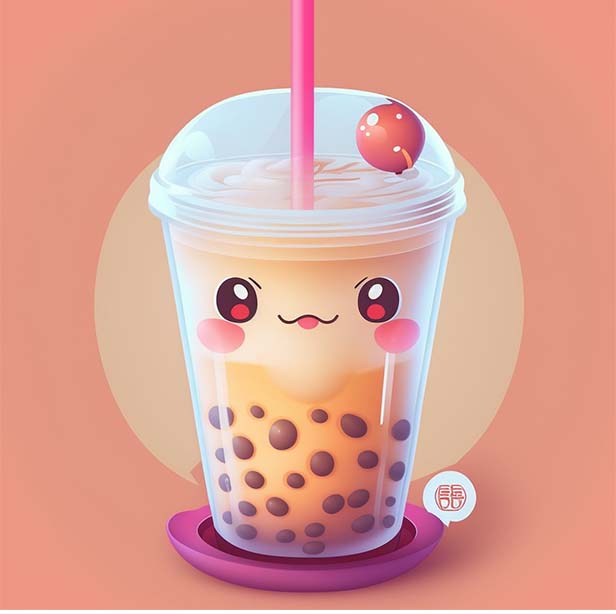 卡通奶茶