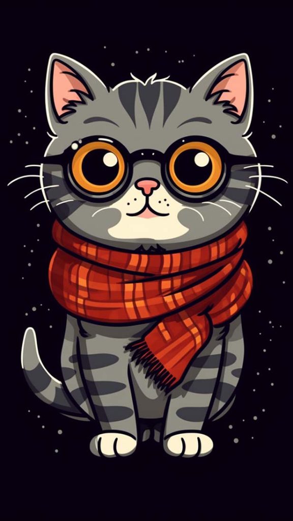 戴着圆眼镜的可爱灰猫 | Aitime丨人人都是大画师-Aitime丨人人都是大画师