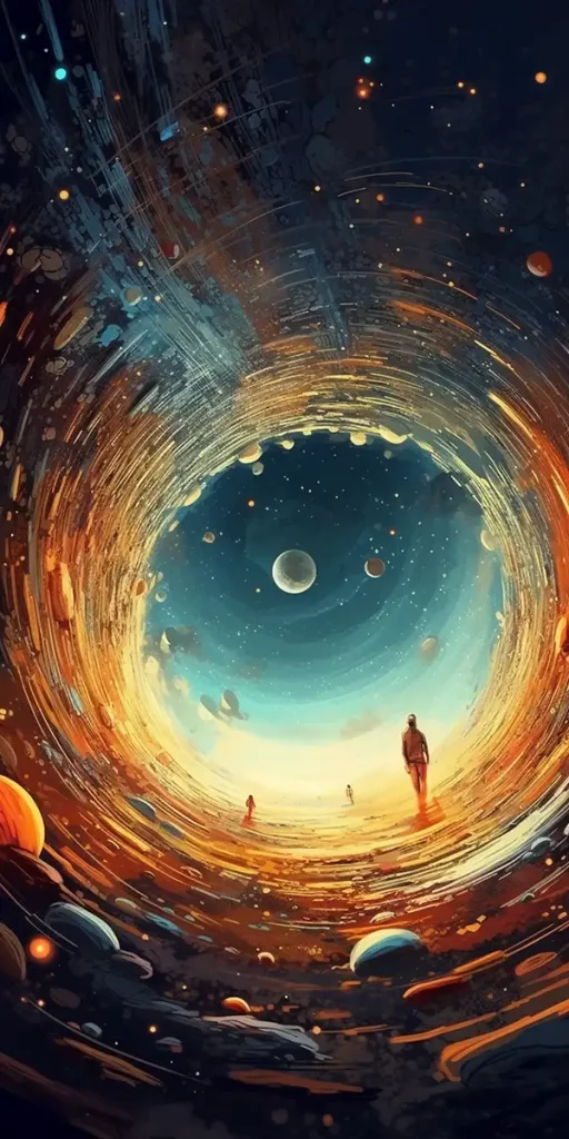 一幅外太空中的一个空间的绘画 | Aitime丨人人都是大画师-Aitime丨人人都是大画师