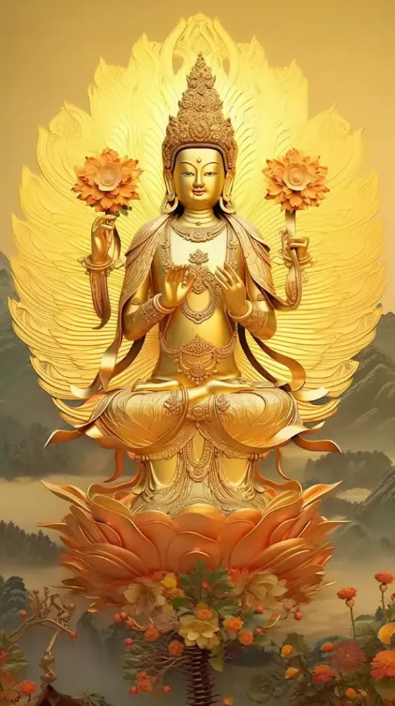 使用3D效果，在法鼓山、金色天空、金色云朵 | Aitime丨人人都是大画师-Aitime丨人人都是大画师