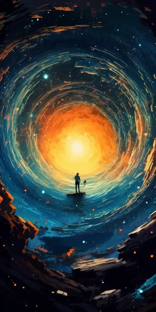 一幅外太空中的一个空间的绘画，以cyril rolando的风格 | Aitime丨人人都是大画师-Aitime丨人人都是大画师