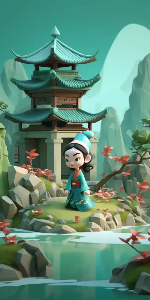 中国古代风格，扫墓，清明，渴望，山脉，流水，绿色背 | Aitime丨人人都是大画师-Aitime丨人人都是大画师