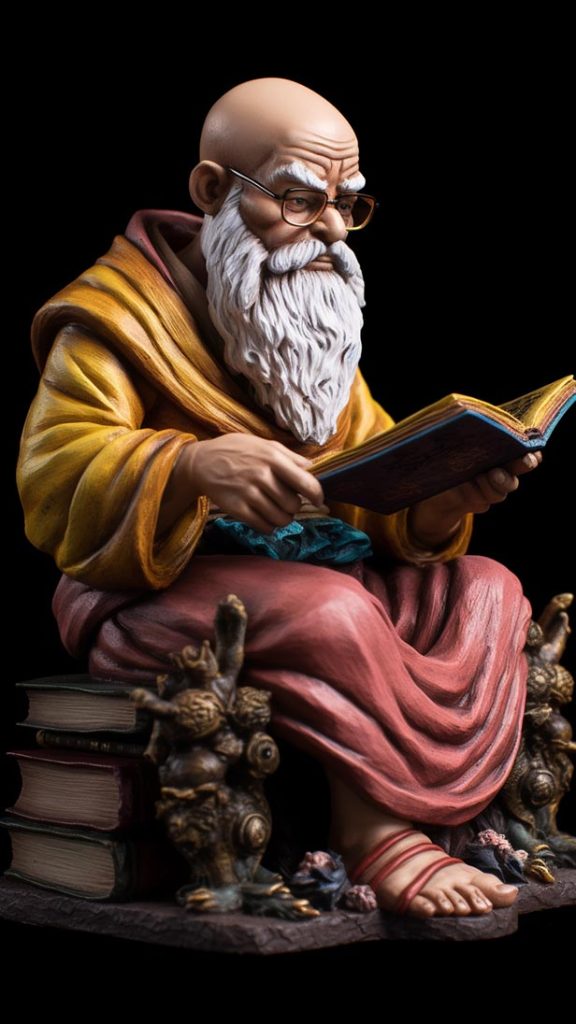 roshi 大师坐着看书 | Aitime丨人人都是大画师-Aitime丨人人都是大画师