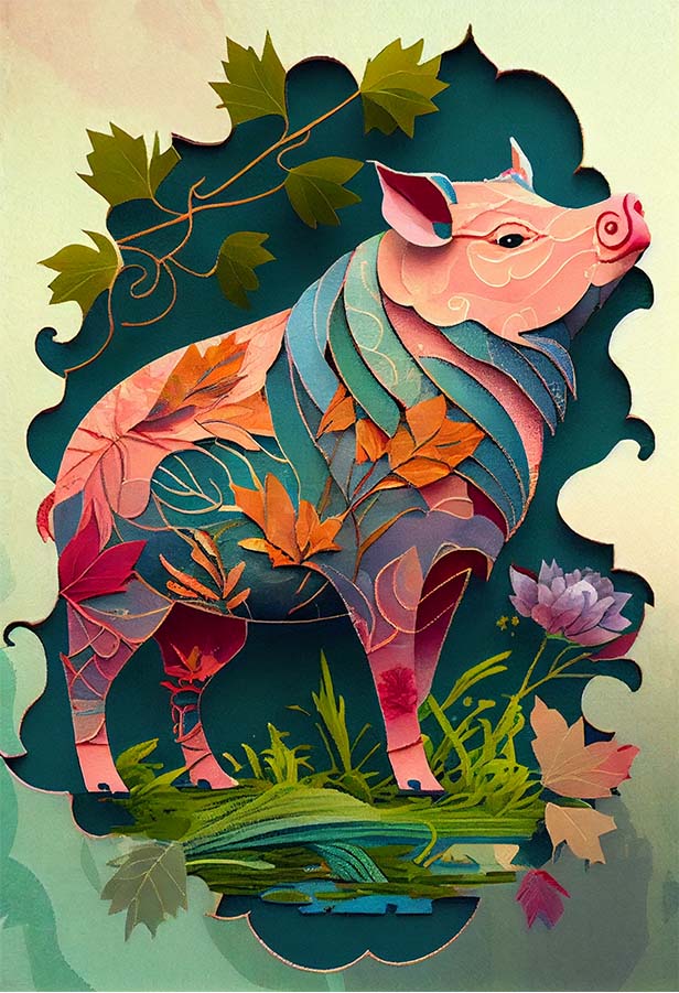 纸插画、生肖猪 | Aitime丨人人都是大画师-Aitime丨人人都是大画师