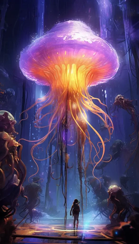 一位极其着迷的赛博朋克海洋生物学家正在水下深海潜水 | Aitime丨人人都是大画师-Aitime丨人人都是大画师