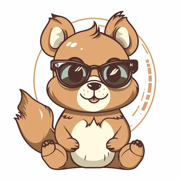 kawaii可爱的快乐松鼠戴着墨镜，专业的tshirt设计矢量 | Aitime丨人人都是大画师-Aitime丨人人都是大画师