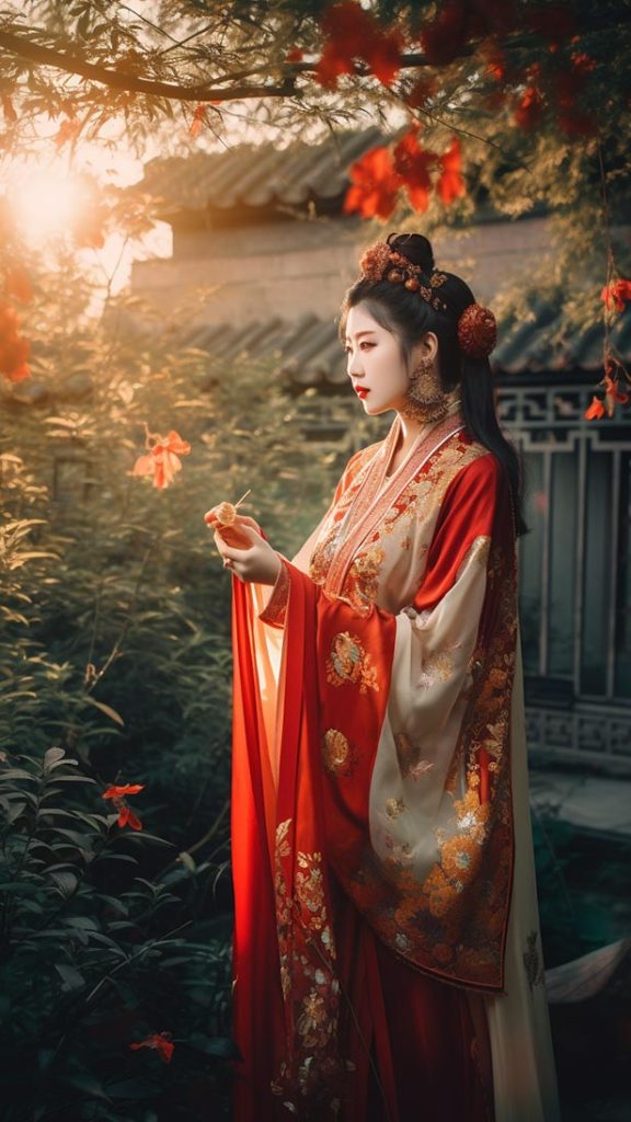 身穿红金绣花的女人 | Aitime丨人人都是大画师-Aitime丨人人都是大画师