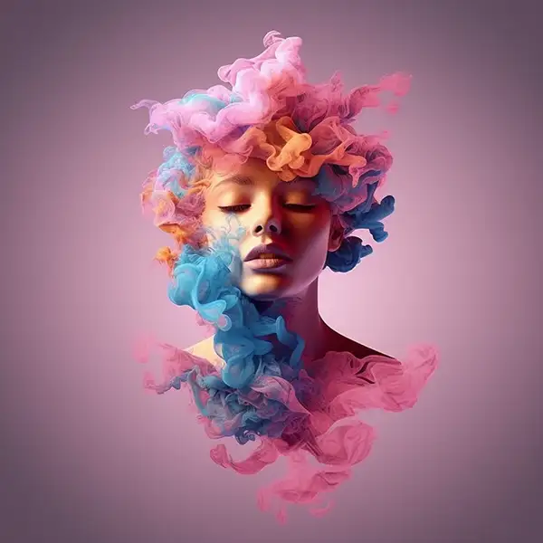 女性全身肖像，烟雾消散，空灵，色彩 | Aitime丨人人都是大画师-Aitime丨人人都是大画师