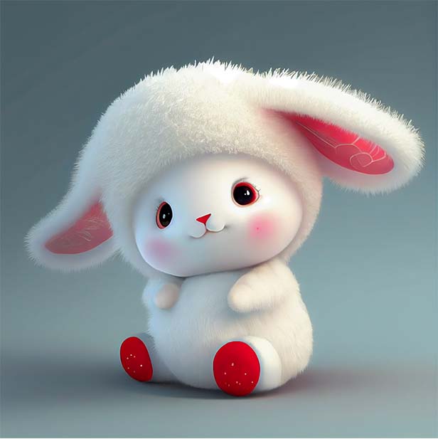 超级可爱的小白兔-Ai关键词  Midjourney关键词 Ai绘画教程 Ai绘画 设计资源 设计教程